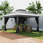 Outsunny 11.7 ft W x 11.7 ft L Pop Up Canopy Tent with Sand Bags - UPF50+-UPF50+ Oxford fabric canopy blocks 98% UV rays, includes removable mesh walls