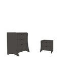 Manhattan Comfort Coney Mid-Century Modern Dresser and Nightstand Set - Grey-Unique Continuous Side Panels to Create Curved Legs.