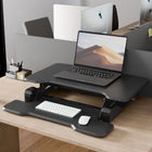 Mount-It! Compact Standing Desk Converter with 30" Desk Top - Black-Keyboard tray provides ample space for your keyboard and mouse 