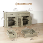 HOMCOM 55" Farmhouse Sideboard Buffet Cabinet with Barn Doors & Drawers - Grey Wood Grain-Serves as a coffee bar or a TV stand for screens up to 60 inches