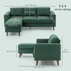 HOMCOM L-Shaped Sectional Sofa with Chaise Lounge - Dark Green-Compact size suits apartments and smaller living rooms perfectly