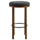 Modway Fable Boucle Fabric Bar Stools - Walnut Charcoal - Set of 2-Non-Marking Foot Glides