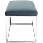 Modway Anticipate Performance Velvet Bench - Sea Blue-Silver Stainless Steel Base