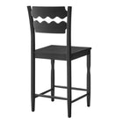 Modway Jax Oak Wood Counter Stool With Wavy Razor Back - Black-Fully Assembled