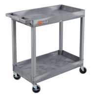 Luxor TUFFY XL Two-Tier Multi-Purpose Utility Cart - 32" W x 18" D - Grey-Constructed with two high-density polyethylene tub shelves for secure transport of various items