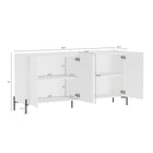 Manhattan Comfort Abbey Modern Accent Cabinet and Sideboard - White - Set of 2-Sleek, Handle-Free Doors for a Clean, Uncluttered Look