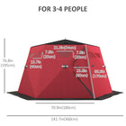 Outsunny 4 Person Ice Fishing Shelter - Pop-Up Ice Fishing Tent - Red-Easy to carry in portable bag with straps for backpack or shoulder carrying
