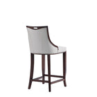 Manhattan Comfort Emperor 19" Traditional Faux Leather Upholstered Barstool - Light Grey-Seat Height: 27"