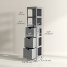Kleankin Narrow Freestanding Bathroom Linen Tower Cabinet - Grey-Constructed of MDF for solid construction    