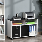 HOMCOM Mobile Lateral Filing Cabinet with Lockable Drawer - Black-4 wheels with 2 brakes allow you to move it where you need it 