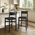 Modway Alvia Oak Wood Counter Stools With Woven Seats - Black - 2 Pack-X-Stretcher Support Base