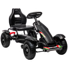 Aosom Kids Pedal Go Kart with Adjustable Seat and Rubber Wheels - Black-Handbrake, freewheel, and reverse functions for great control and maneuverability 