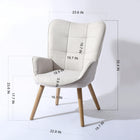 FurnitureR Accent Chair - Ivory Beige Fabric-Button tufting and detail stitching for a tailored touch
