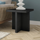 Hudson&Canal Boden 22"W Square Side Table - Black Grain-Finished in wood-look black grain