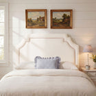 Modway Magnolia Stain-Resistant Performance Velvet Queen Size Headboard - Alabaster/Pink-Scalloped Silhouette