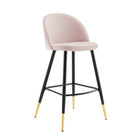 Modway Cordial Performance Velvet Bar Stools - Pink - Set of 2-Non-Marking Foot Caps