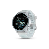 Garmin Forerunner 570 Smartwatch - 42mm - Cloud Blue Aluminum with Translucent Whitestone/Cloud Blue Band-GARMIN COACH ADAPTIVE TRAINING - Train for an event, achieve a milestone, or improve your fitness with Garmin Coach training plans for running, triathlon, cycling or strength. Select plans even adapt daily for personalized workouts based on your performance, recovery and health metrics.