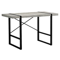 Monarch Specialties 7316 48" Computer Desk - Grey Reclaimed Wood/Black Metal-Industrial-inspired computer desk with a thick-panel desktop in a grey reclaimed wood-look finish