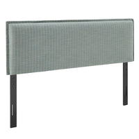 Modway Camille Striped Linen Blend King Size Headboard - Spa Blue Stripe-Woven Linen Blend with Pinstripe Pattern