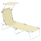 Outsunny Outdoor Lounge Chair - Adjustable Folding Chaise Lounge - Beige-Weather resistant pine frame offers strong and reliable support