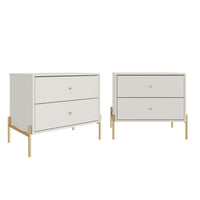 Manhattan Comfort Jasper 25.15" Modern Nightstand 2-Piece Set - Off White-Modern 2 Piece Nightstand Set for Bedroom and Living Room Use