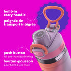 Bubba Kids Flo Water Bottle - 16 oz (473 ml) - Wide Mouth - Silicone Sleeve - Push Button Lid - Lavender/Frost/Tie Dye-BPA-free water bottle is made of impact resistant plastic