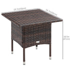 Outsunny 20" Patio Wicker Coffee Table with Plastic Board Underneath the Woven Tabletop - Mixed Brown-Hand-woven PE rattan wicker adds style and durability