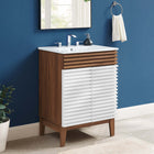 Modway Render 24" Bathroom Vanity - White/Walnut/White-Adjustable Storage Shelf