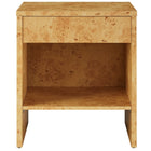 Modway Hudson 1-Drawer Burl Wood Nightstand With Shelf - Natural-Non-Marking Floor Glides