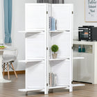 HOMCOM 4 Panel Freestanding Room Divider with Display Shelf for Home Office - White-Blinds style for elegant design, can be used as a background
