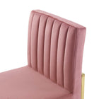 Modway Carriage Channel Tufted Sled Base Performance Velvet Dining Chair - Gold/Dusty Rose-Assembly Required