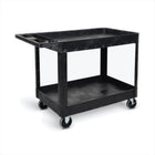 Luxor Heavy-Duty Polyethylene 2-Shelf Tub Cart - Black-Constructed of an injection-molded thermoplastic resin that will not stain, scratch, dent, or rust