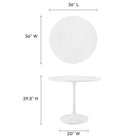 Modway Lippa 36" Round Wood Dining Table - White-Lacquered MDF Tabletop