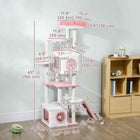 PawHut 65" Multi-Level Cat Tree Tower with Condos and Perch - White-Covered in soft 220GSM plush, offering your cat a warm retreat 