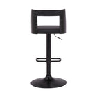 Armen Living Milan Adjustable Height Swivel Bar Stool in Black Faux Leather & Black Wood with Black Base-6
