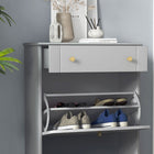 HOMCOM Narrow Shoe Cabinet with 2 Flip Drawers for Storage - Grey-Compact design fits in narrow spaces