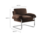 Modway Ansel Performance Velvet Accent Chair - Chocolate Brown-Polished Stainless Steel Frame