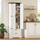 HOMCOM 71" H Farmhouse Kitchen Pantry Cabinet - White-Three-level adjustable shelves customise space for tall items easily 