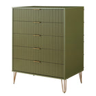 Manhattan Comfort DUMBO Modern Dresser Set and 5-Drawer Tall Dresser Set - Olive Green-30 Day Limited Manufacturer's Warranty
