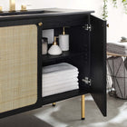 Modway Chaucer 36" Bathroom Vanity - Black-Rattan Weave Doors