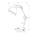Monarch Specialties 17" H Table Lamp - Nickel Metal / Nickel Shade-Attached with a 6ft transparent cord, place this versatile task lamp on any end or side table, desk, or a nightstand or bedside table for a stylish and functional lighting source
