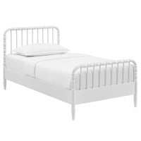 Modway Arlette Twin Size Wood Spindle Bed Frame - White-Twin Size Bed Frame