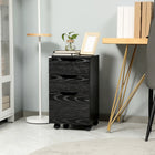 HOMCOM Mobile 3-Drawer Letter/A4 Filing Cabinet on Wheels - Black Wood Grain-Allows you to store books, stationery, folders, and other office supplies  
