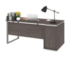 Bestar Aquarius Computer Desk - Bark Grey & White-Leg levelers to adapt to any floor irregularities