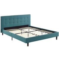 Modway Linnea Fabric Queen Bed - Teal-Platform Bed Frame With Headboard