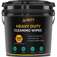 Gritt Commercial Heavy-Duty Large Multi-Surface Hand & Tool Wet Cleaning Wipes, Citrus Scent - 10" x 12" - 300 Wipes Per Bucket-Heavy-Duty Cleaning Power: Large 10" x 12" wet wipes designed to handle tough messes on hands, tools, and surfaces.