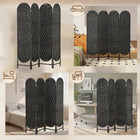 HOMCOM 4 Panel Arched Top Woven Freestanding Room Divider for Bedroom - Black-Optimal for multiple spaces like living rooms, bedrooms, or offices 
