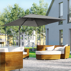 Outsunny Cantilever Patio Umbrella with Cross Base and 360° Rotation - 9' - Dark Grey-360-degree cross base controlled by foot pedal for full shade coverage
