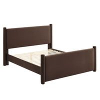 Modway Rael Performance Velvet Full Platform Bed - Chocolate Brown-Stain-Resistant Performance Velvet Upholstery