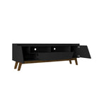 Manhattan Comfort Marcus 70.86" Mid-Century Modern TV Stand - Matte Black-Includes 4 Fixed Shelves and 1 Wide Drawer